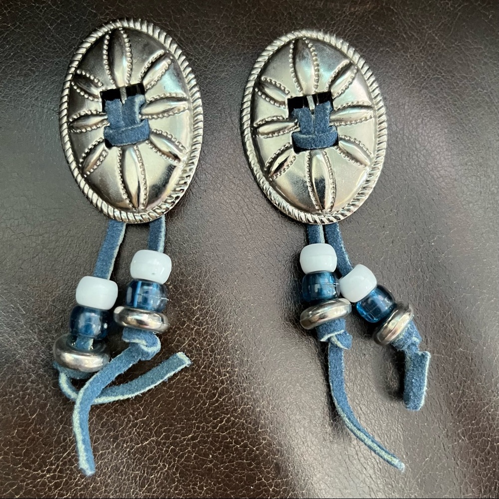 Earrings silver and blue